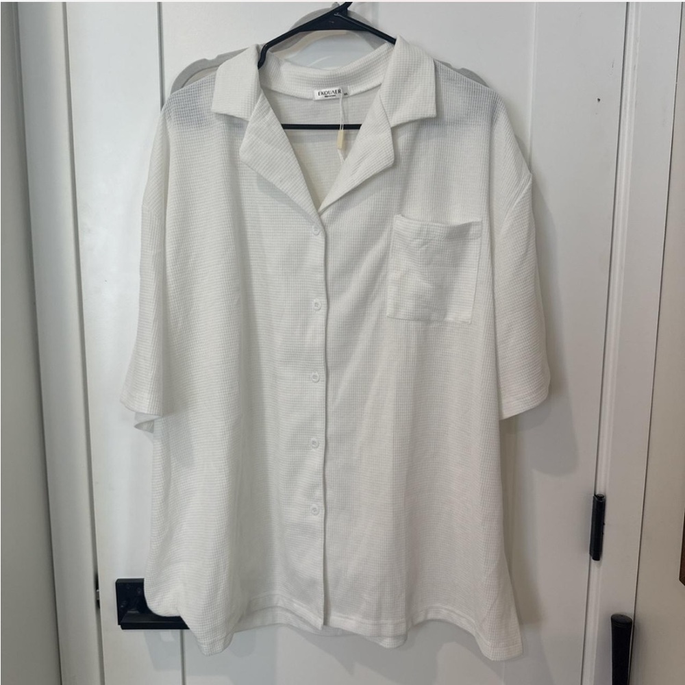 Chic White Button Down Lounge Set - image 4